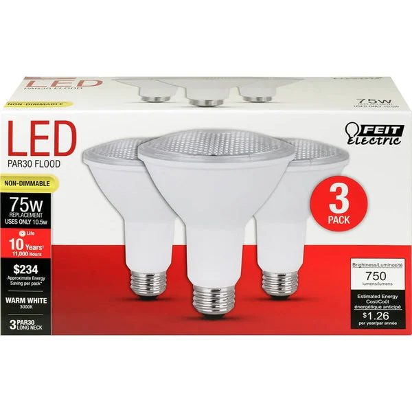 Feit Electric Non-Dimmable PAR30 LED Bulb 10.5W 3-Pack
