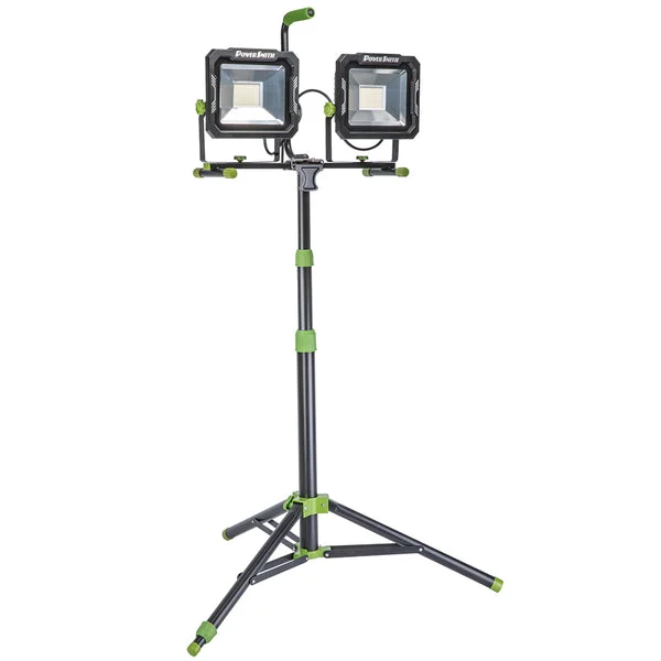 PowerSmith Dual-Head LED Work Light 15000 Lumen with Tripod for Heavy-Duty Use