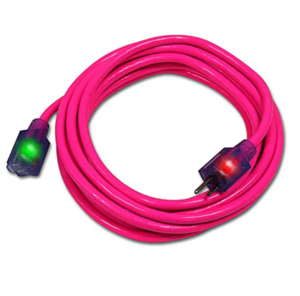 Pro Glo D17335050 Extension Cord Pink Flexible Lighted Safe