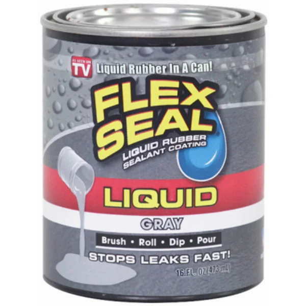 Flex Seal LFSGRYR16 Liquid Rubber Sealant Coating Gray 16 Oz for Repairs