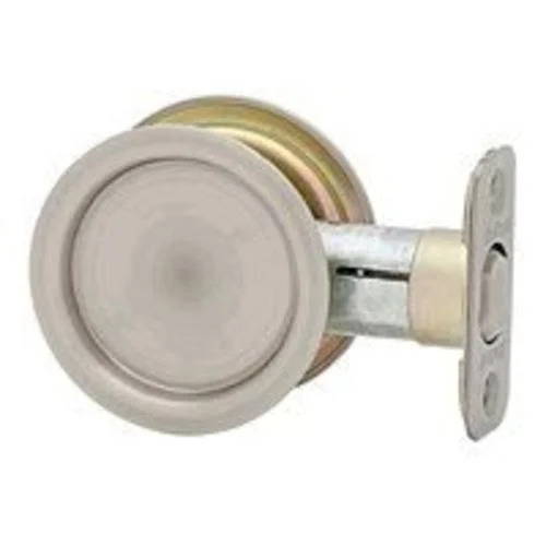 Kwikset 334 15 RND Pocket Door Lock Satin Nickel Secure Entry