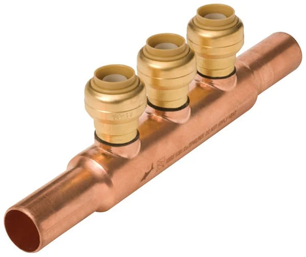 Sharkbite 22995LF Lead-Free 3-Port Manifold Brass 3/4 x 3/4 Inch for Plumbing
