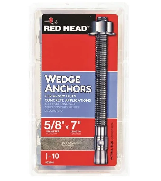Red Head 03044 Masonry Wedge Anchors 2-3/4 Inch x 5-1/8 Inch 10 Piece Set