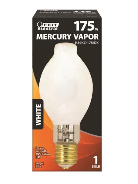 Feit Electric H39KC-175/DX Mercury Vapor Bulb 175W Deluxe White Outdoor Lighting