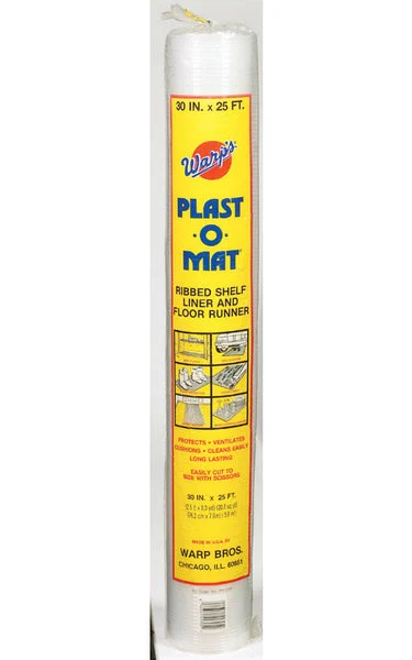 Warp's PM25-P Plast-O-Mat Ribbed Shelf Liner and Floor Runner Clear 30x25 Feet