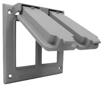 Master Electrician 2C-2G Gray Double Gang Flip Cover for Outlets