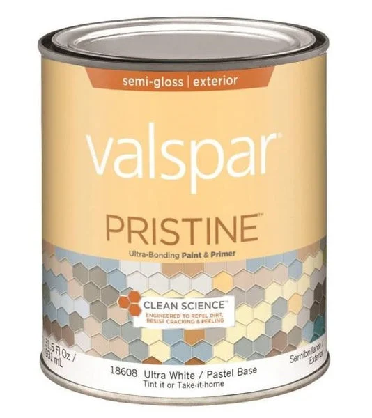 Valspar 18608 Pristine Exterior Paint Primer Semi-Gloss Quart