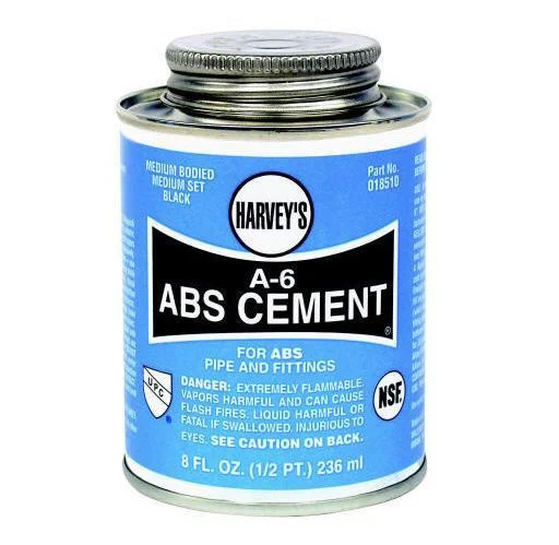 Harvey 018510-24 Black A-6 ABS Cement 8 Oz Plumbing Adhesive