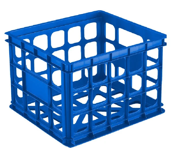 Sterilite Storage Crate Blue Morpho Plastic Bin Organizer with Handles