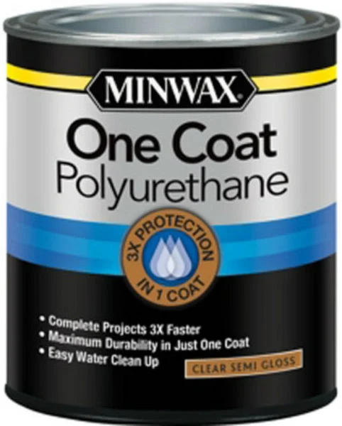 Minwax 356150000 One Coat Polyurethane Wood Finish Clear Semi-Gloss 1 Qt for Wood Protection