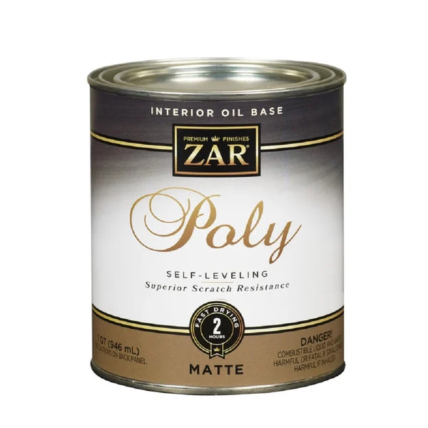 Zar 33912 Matte Oil-Based Polyurethane Quart for Wood Finishing