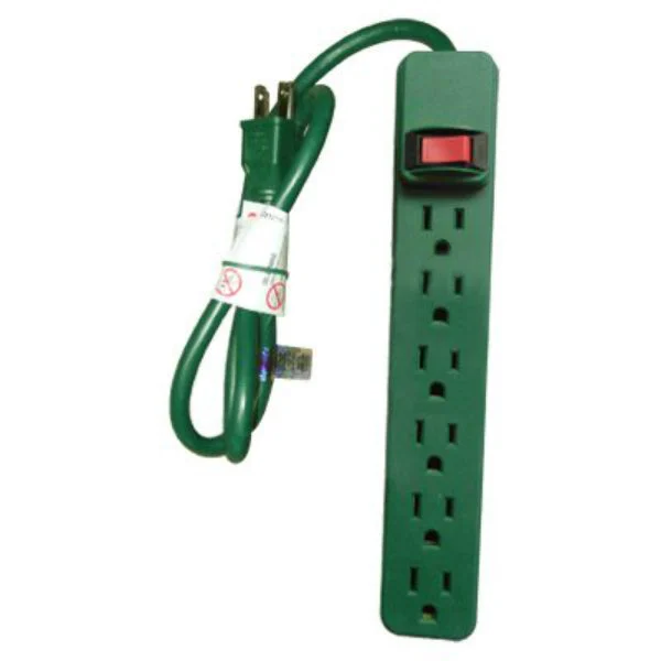 Master Electrician PS-669G Plastic Housing Power Strip 6 Outlet Green