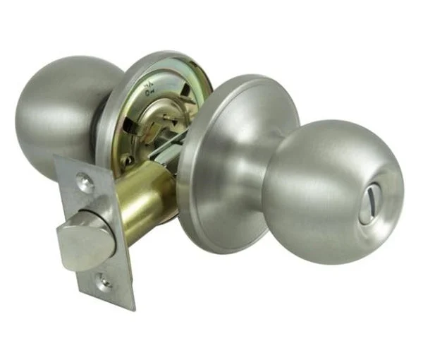 ProSource T3610V-PS 6-Way Adjustable Tubular Privacy Knob Lockset in Satin Stainless Steel