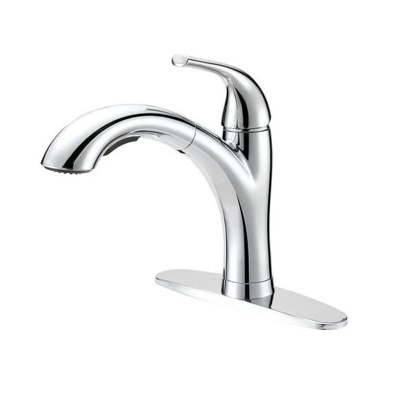 Boston Harbor TOBI21040009CP Single Handle Pull-Out Kitchen Faucet Chrome Modern Sprayer Design
