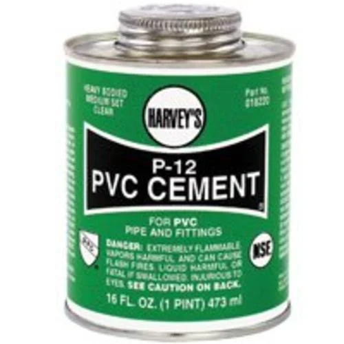 Harvey's 018220-12 PVC Cement 16 Oz High Strength Plumbing Adhesive