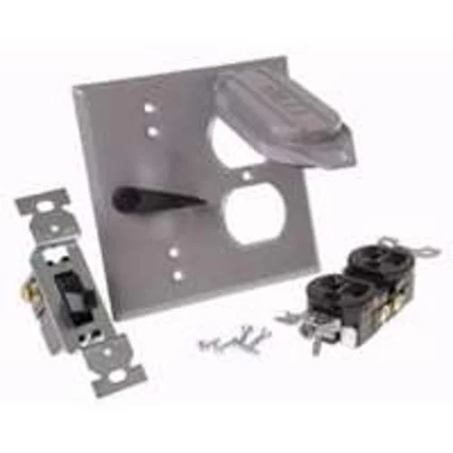 Bell 5166-5 Weatherproof Duplex Receptacle Switch Cover 2 Gang 4-1/2 x 4-1/2 Inch
