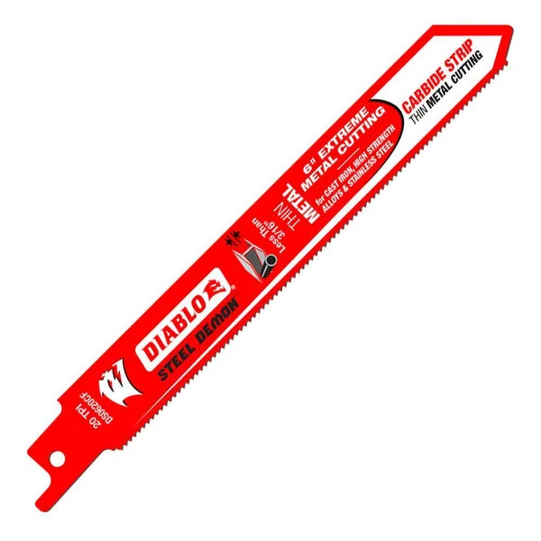 Diablo DS0620CF Steel Demon Carbide Strip Reciprocating Blade 20 TPI 6 Inch Precision Cutting