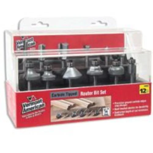 Vermont American 23002 12-Piece Carbide Router Bit Set Woodworking Tools