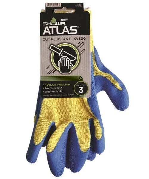 Showa KV300L-09.RT Atlas KV300 Rubber Gloves Large Chemical Resistant Protection