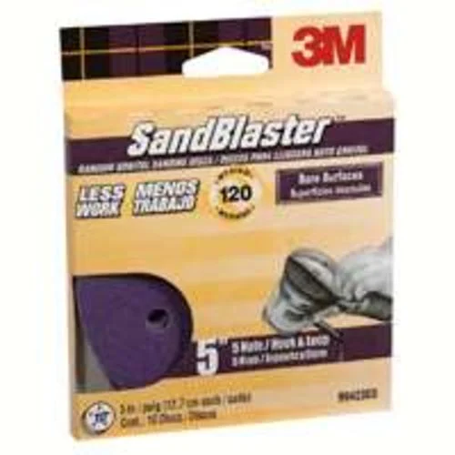 3M 99423ES SandBlaster Heavy Duty Sanding Disc 5 Inch 120 Grit 10-Pack Sandpaper Discs