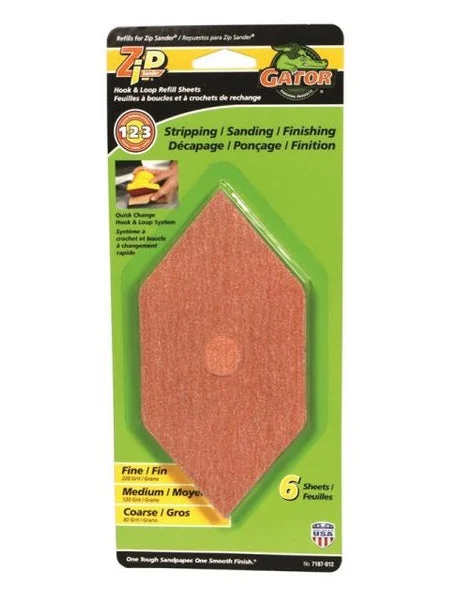 Gator 7187-012 Assorted Grit Aluminum Oxide Zip Refill Sander