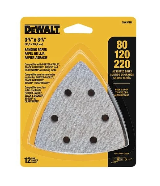DeWalt DWASPTRI Hook and Loop Triangle Sandpaper Assorted 12-Pack