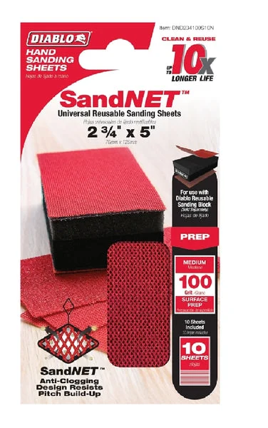 Diablo DND234100S10N SandNET Hand Sander Refill Sheet 100-Grit Sandpaper