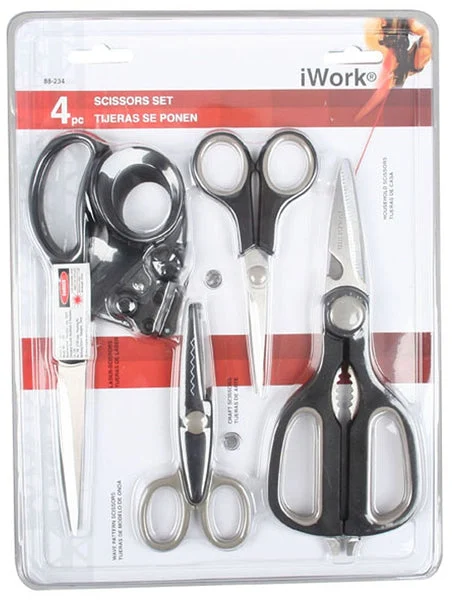 Olympia Tools 88-234 Scissors Set 4-Piece Multi-Purpose Sharp Cutting Scissors