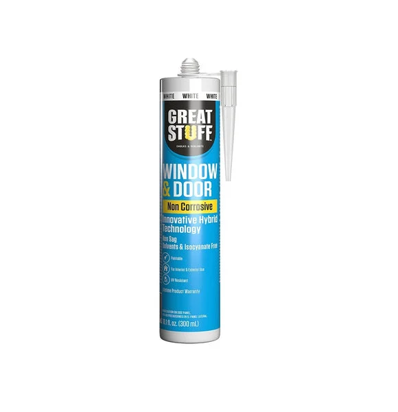Great Stuff 99DOOR3008 Hybrid Sealant Caulk White 10.1 Oz Insulating Foam