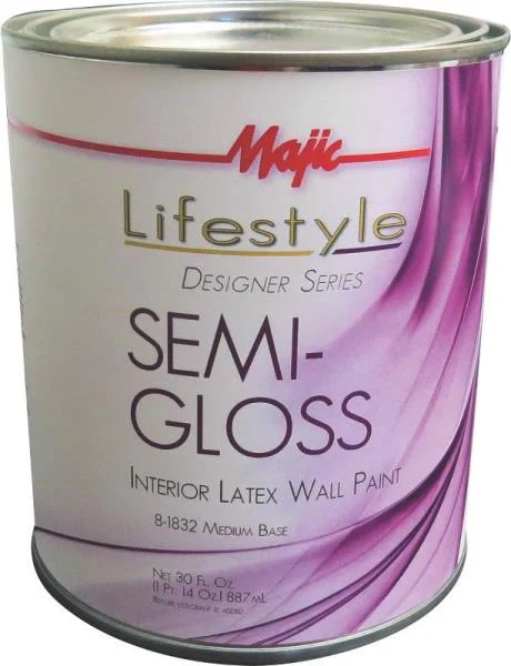 Majic Lifestyle 8-1832 Semi-Gloss Interior Latex Wall Paint Medium Base 1 Gallon Durable Finish