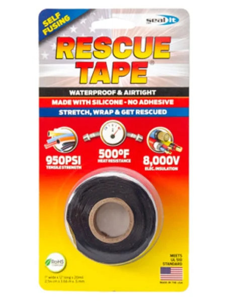 Rescue Tape RT12012BBL Silicone Repair Tape 1 Inch x 12 Feet Black