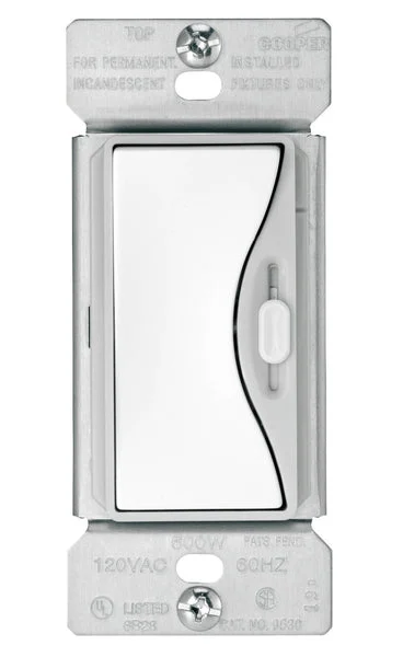 Cooper Wiring 9530WS Aspire Slide Dimmer with Preset White Satin for LED Lights