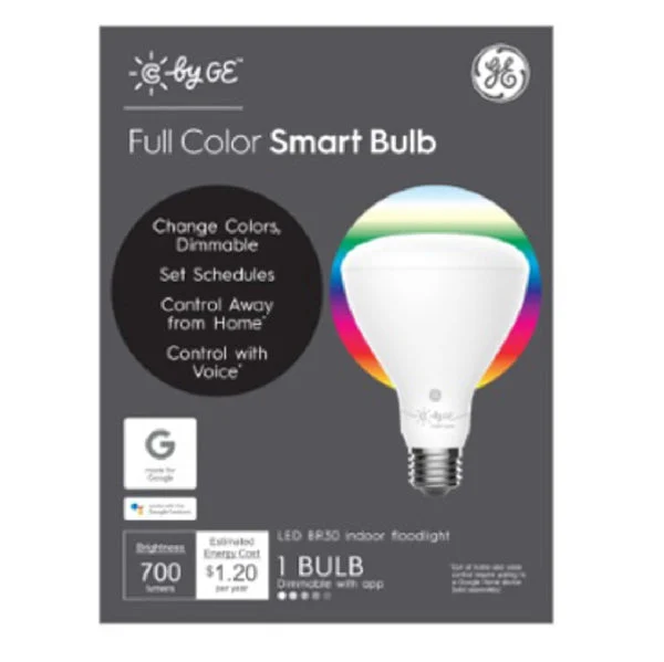 GE 93103487 Dimmable Full Color LED Smart Light Bulb White