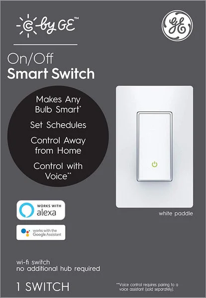 GE 93105075 Smart Light Switch and Dimmer White WiFi Enabled