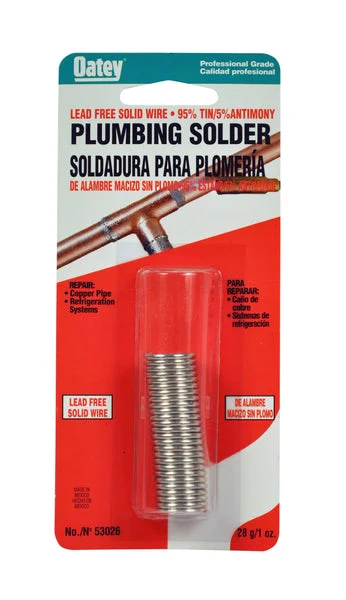 Oatey 53026 95/5 Lead Free Plumbing Wire Solder 1 Oz Silver for Safe Pipe Joints