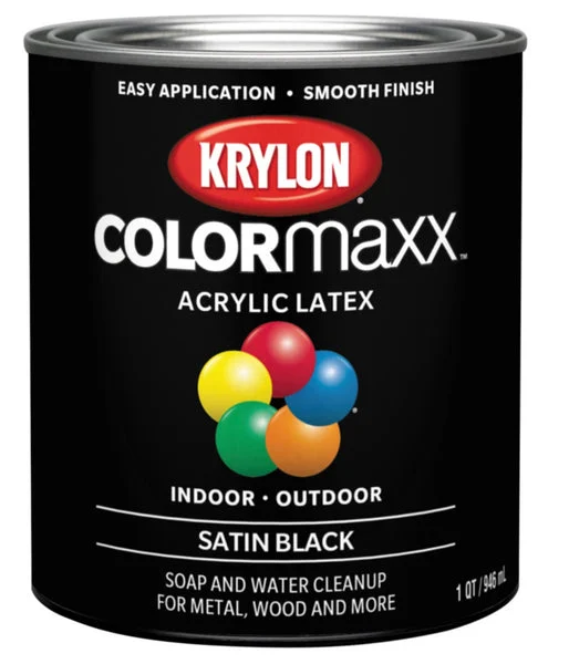 Krylon K05626007 COLORmaxx Interior Exterior Paint Black Matte Finish 12 Oz