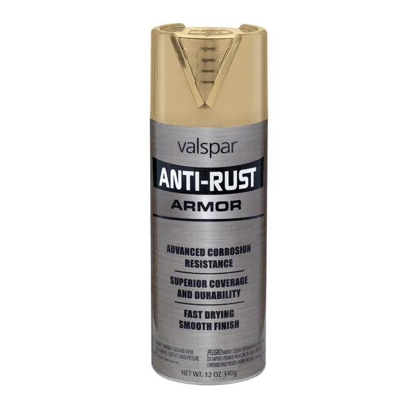 Valspar 044.0021930.076 Anti-Rust Armor Spray Paint 12 Oz Gloss Gold