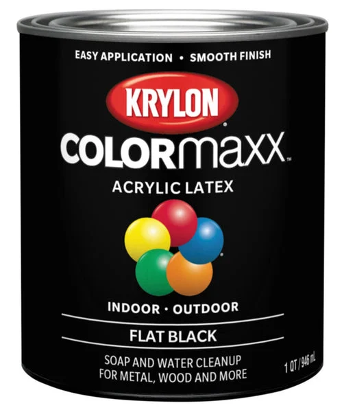Krylon K05647007 COLORmaxx Black Interior Exterior Paint 32 Ounce Spray Can