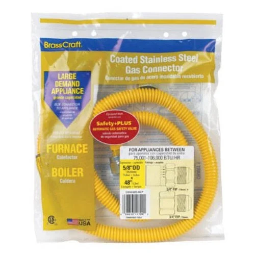 BrassCraft CSSC91E-48P 48 Inch Coated Stainless Steel Gas Connector for Safe Gas Line Connection
