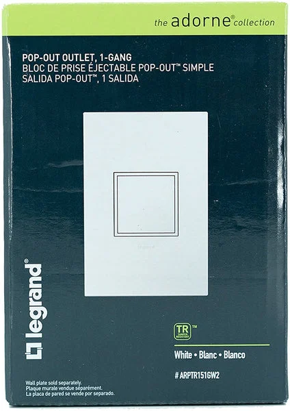 Legrand Adorne Pop-Out Outlet White 1-Gang 15 Amp Tamper-Resistant Receptacle