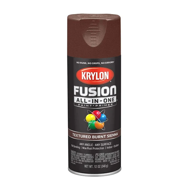 Krylon K02776007 Fusion All-in-One Paint + Primer Textured Burnt Sienna 12 Oz for Rustic Finishes