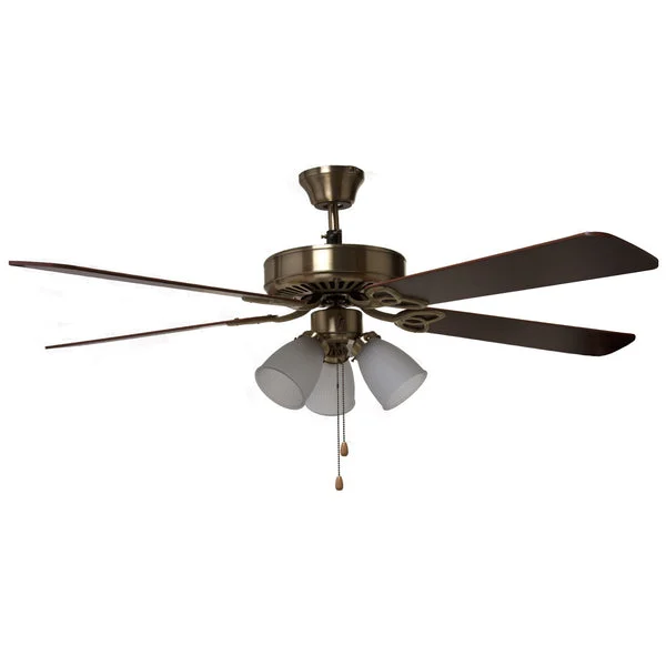 Boston Harbor CF-78042 Three Light Ceiling Fan 52 Inch Antique Brass