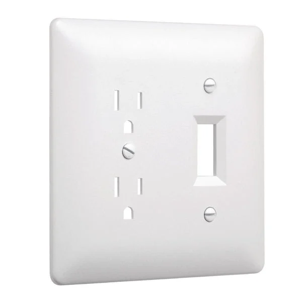 Taymac MW2400W 2 Gang Duplex Toggle Wall Plate White Standard Size