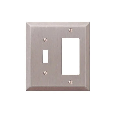 Amerelle 163TRBN 1 Toggle 1 Rocker-GFCI Wall Plate Brushed Nickel