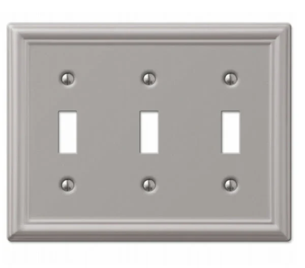 Amerelle 149TTTBN Chelsea 3 Toggle Wall Plate Brushed Nickel for Light Switches