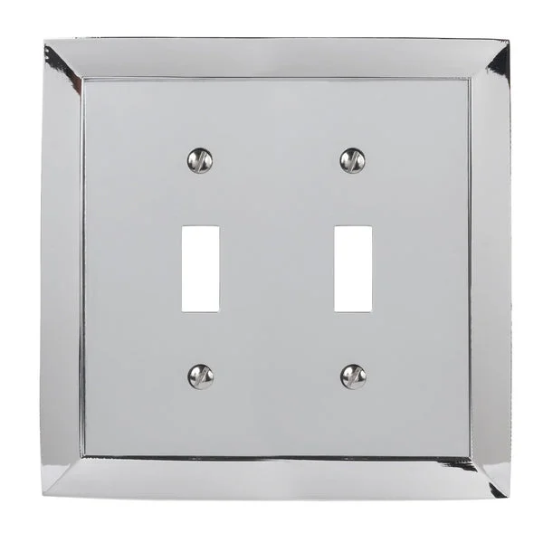 Amertac 61TTCH 2 Toggle Cast Metal Wallplate Polished Chrome Standard Size