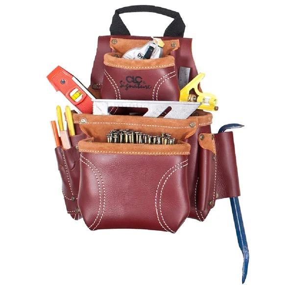 CLC 21685 Heavy Duty Tool And Nail Leather Bag with 8 Pockets