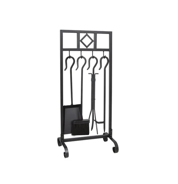 Simple Spaces T58993BK Fireplace Tool Set Black 5 Piece for Fire Maintenance