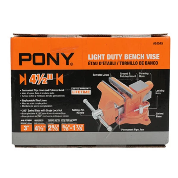 Arrow Fastener 24545 Light Duty Bench Vise With Swivel Base Orange 4-1/2 Inch