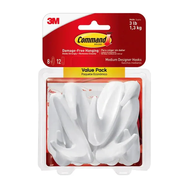 3M 17081-8ES Command Designer Hooks White